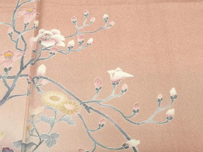 平和屋着物●訪問着　友禅　作家物　枝花文　暈し染め　正絹　逸品　DABF1299ud