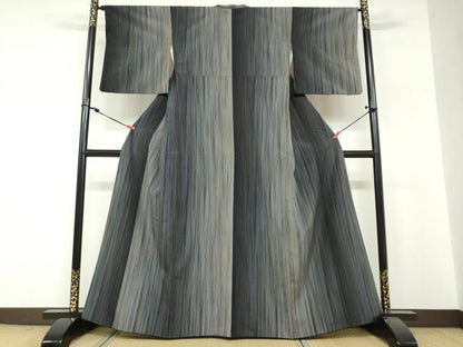 平和屋着物●本塩沢　やまだ織　200色　霞文　正絹　逸品　DABF1300ud