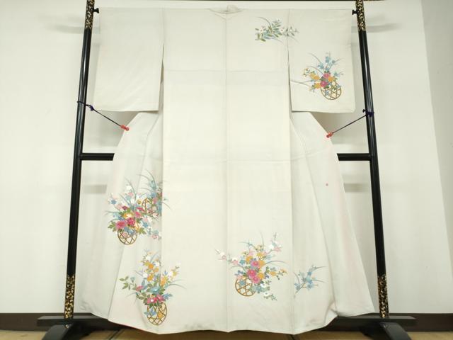 平和屋着物●訪問着　友禅　作家物　花籠文　正絹　逸品　DABF1302ud