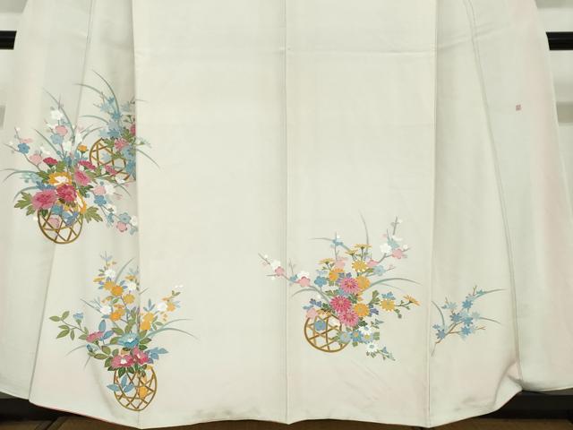 平和屋着物●訪問着　友禅　作家物　花籠文　正絹　逸品　DABF1302ud