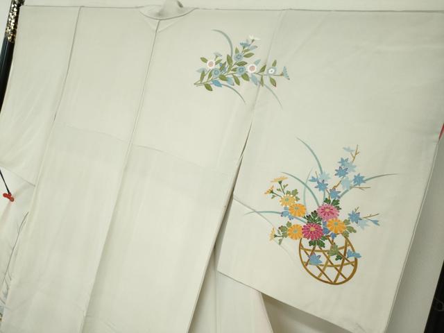 平和屋着物●訪問着　友禅　作家物　花籠文　正絹　逸品　DABF1302ud