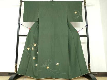 平和屋着物●訪問着　刺繍　草花文　金彩　正絹　逸品　DABF1305ud