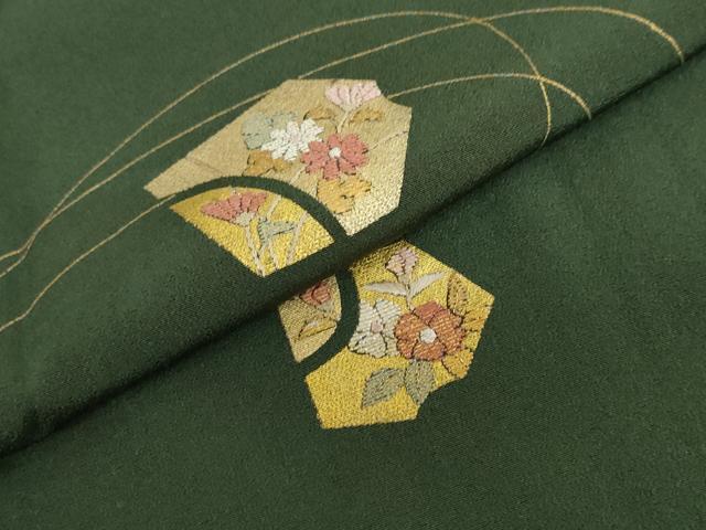 平和屋着物●訪問着　刺繍　草花文　金彩　正絹　逸品　DABF1305ud