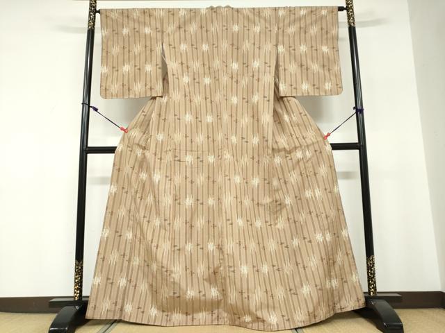 平和屋着物●上質な紬　絣文様　反端付き　正絹　逸品　未使用　DABF1310ud