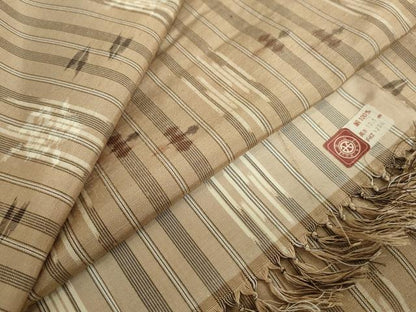 平和屋着物●上質な紬　絣文様　反端付き　正絹　逸品　未使用　DABF1310ud