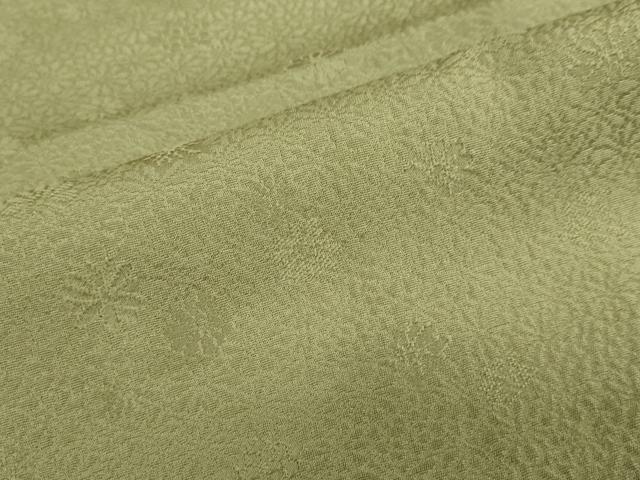 平和屋着物●上質な色無地　花尽くし地紋　海松色　ますいわ屋扱い　正絹　逸品　DABF1311ud