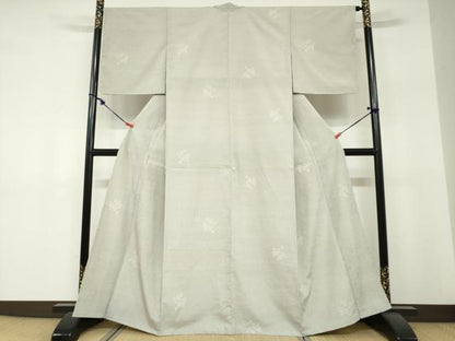 平和屋着物●本塩沢　草花文　正絹　逸品　未使用　DABF1314ud