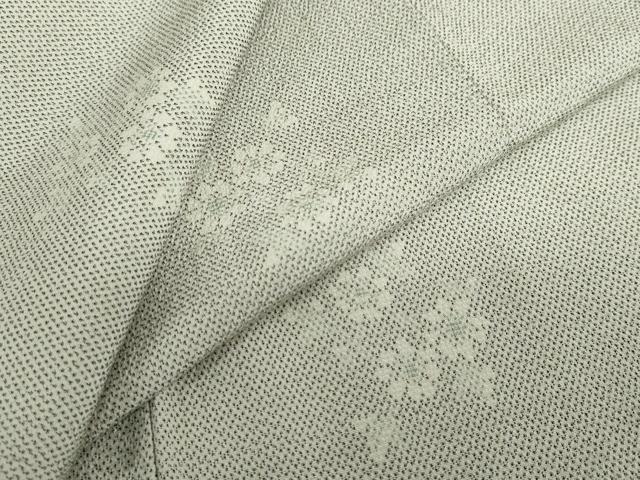 平和屋着物●本塩沢　草花文　正絹　逸品　未使用　DABF1314ud