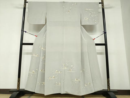 平和屋着物●訪問着　枝花文　鬼しぼ縮緬　高島屋扱い　正絹　逸品　DABF1322ud