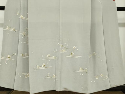 平和屋着物●訪問着　枝花文　鬼しぼ縮緬　高島屋扱い　正絹　逸品　DABF1322ud
