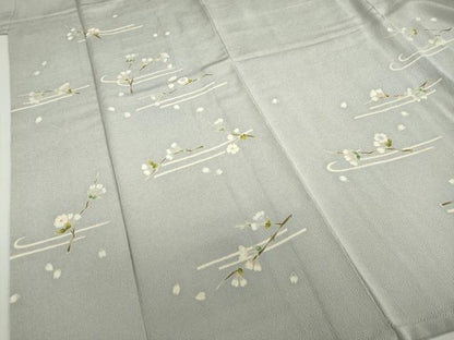 平和屋着物●訪問着　枝花文　鬼しぼ縮緬　高島屋扱い　正絹　逸品　DABF1322ud