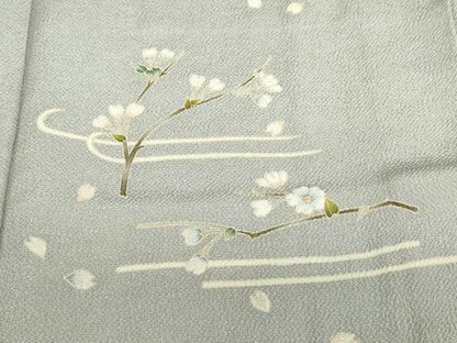 平和屋着物●訪問着　枝花文　鬼しぼ縮緬　高島屋扱い　正絹　逸品　DABF1322ud
