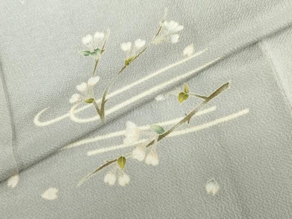 平和屋着物●訪問着　枝花文　鬼しぼ縮緬　高島屋扱い　正絹　逸品　DABF1322ud