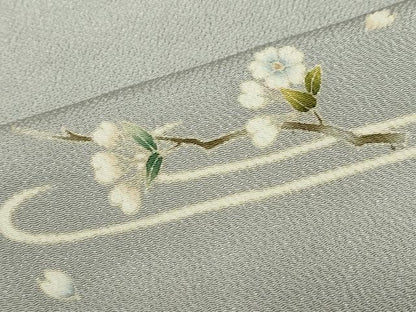 平和屋着物●訪問着　枝花文　鬼しぼ縮緬　高島屋扱い　正絹　逸品　DABF1322ud
