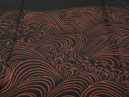 平和屋着物●訪問着　小糸染芸　立波文　黒地　正絹　逸品　DABF1325ud