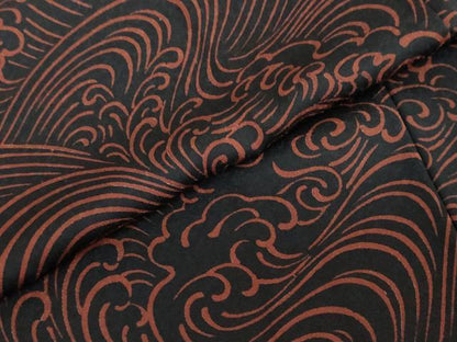 平和屋着物●訪問着　小糸染芸　立波文　黒地　正絹　逸品　DABF1325ud