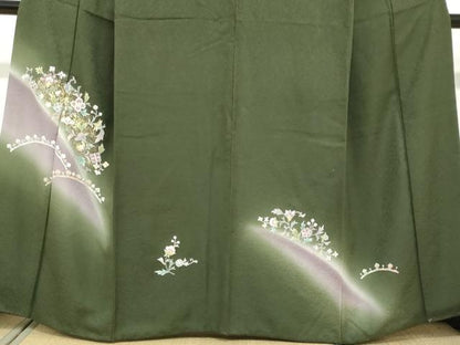 平和屋着物●訪問着　洋花文　暈し染め　金彩　正絹　逸品　DABF1331ud