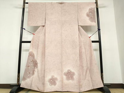 平和屋着物●訪問着　紬地　墨流し舞桜文　やまと誂製　正絹　逸品　DABF1333ud