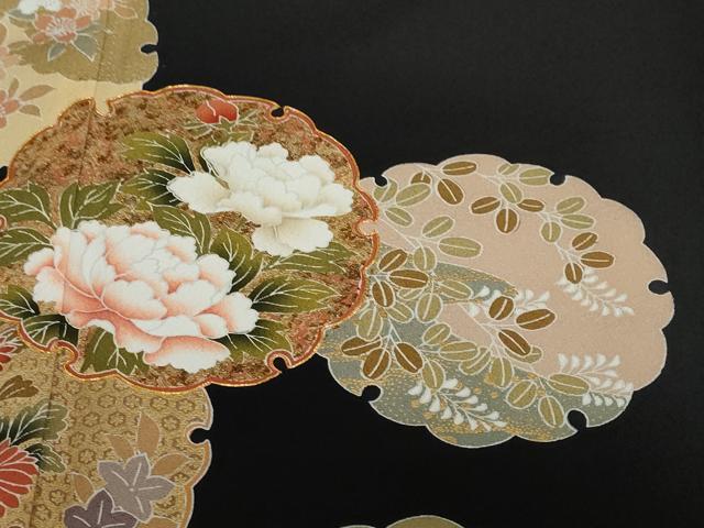 平和屋着物●豪華黒留袖　駒刺繍　宝尽くし雪輪草花文　金彩　正絹　逸品　未使用　DABF1335ud