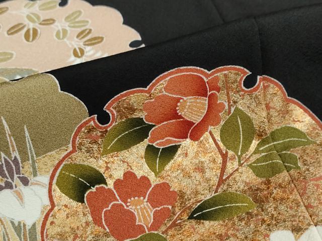 平和屋着物●豪華黒留袖　駒刺繍　宝尽くし雪輪草花文　金彩　正絹　逸品　未使用　DABF1335ud