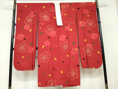 平和屋着物●振袖用長襦袢　袷　舞花文　金彩　正絹　逸品　DABF1338ud