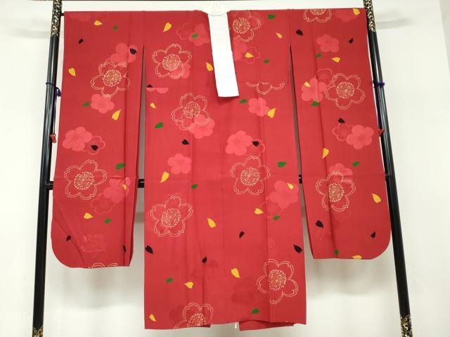 平和屋着物●振袖用長襦袢　袷　舞花文　金彩　正絹　逸品　DABF1338ud