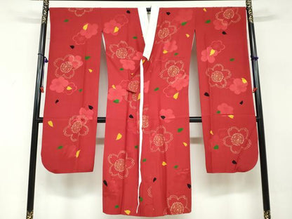 平和屋着物●振袖用長襦袢　袷　舞花文　金彩　正絹　逸品　DABF1338ud