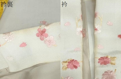 平和屋着物●振袖用長襦袢 袷 ハート 半衿刺繍 正絹 逸品 DABF1339ud