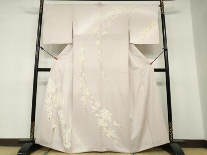 平和屋着物●訪問着　枝垂れ桜文　正絹　逸品　DABF1340ud