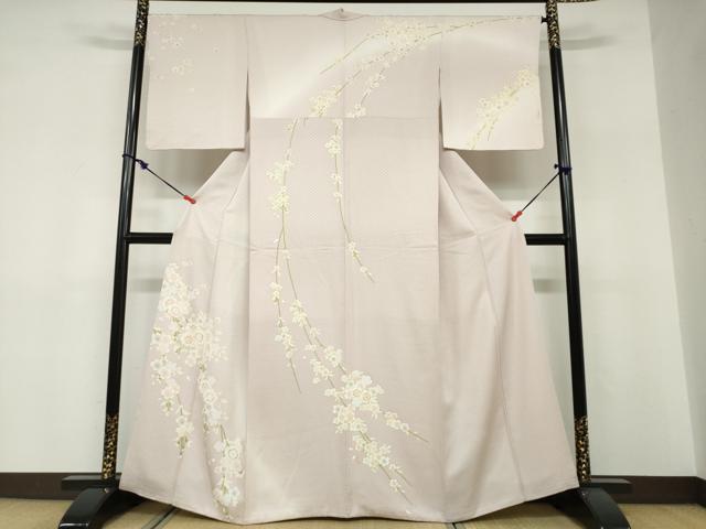平和屋着物●訪問着　枝垂れ桜文　正絹　逸品　DABF1340ud