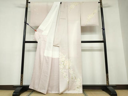 平和屋着物●訪問着　枝垂れ桜文　正絹　逸品　DABF1340ud