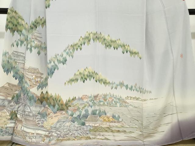 平和屋着物●十日町友禅作家　林静穂　訪問着　人物風景文　暈し染め　正絹　逸品　未使用　DABF1342ud