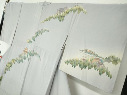 平和屋着物●十日町友禅作家　林静穂　訪問着　人物風景文　暈し染め　正絹　逸品　未使用　DABF1342ud