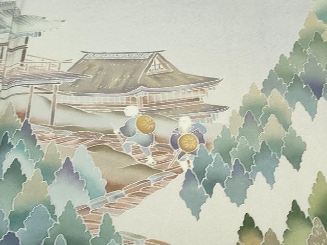 平和屋着物●十日町友禅作家　林静穂　訪問着　人物風景文　暈し染め　正絹　逸品　未使用　DABF1342ud