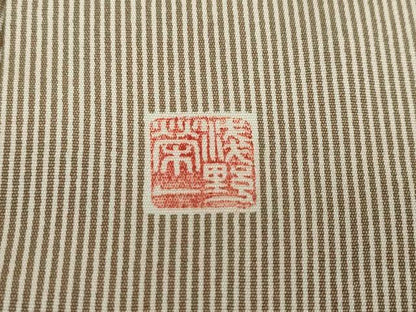 平和屋着物●江戸小紋　浅野栄一　万筋　樺茶色×白橡色　正絹　逸品　DABF1346ud