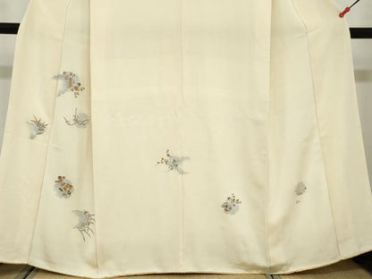 平和屋着物●訪問着　刺繍　雪輪草花文　金銀彩　正絹　逸品　DABF1347ud