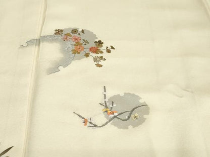 平和屋着物●訪問着　刺繍　雪輪草花文　金銀彩　正絹　逸品　DABF1347ud