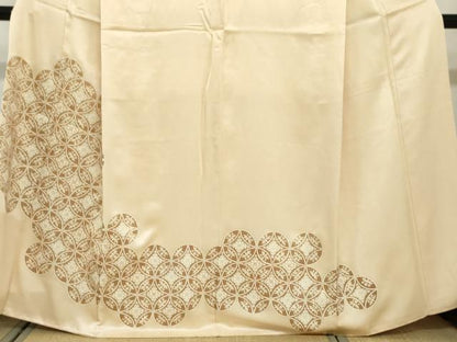 平和屋着物●色留訪問着　駒刺繍　七宝草花文　金彩　正絹　逸品　DABF1348ud