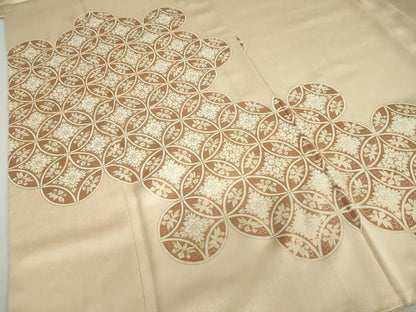 平和屋着物●色留訪問着　駒刺繍　七宝草花文　金彩　正絹　逸品　DABF1348ud