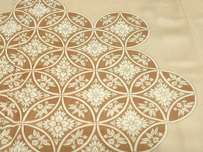 平和屋着物●色留訪問着　駒刺繍　七宝草花文　金彩　正絹　逸品　DABF1348ud