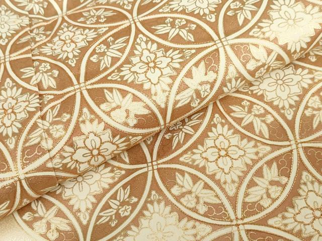 平和屋着物●色留訪問着　駒刺繍　七宝草花文　金彩　正絹　逸品　DABF1348ud