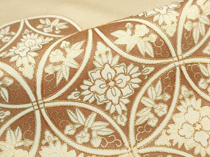 平和屋着物●色留訪問着　駒刺繍　七宝草花文　金彩　正絹　逸品　DABF1348ud