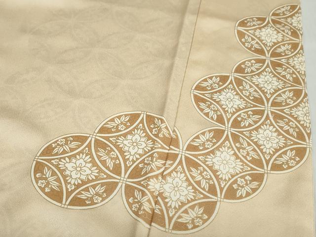 平和屋着物●色留訪問着　駒刺繍　七宝草花文　金彩　正絹　逸品　DABF1348ud