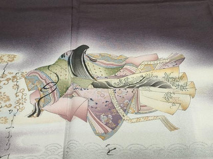 平和屋着物●友禅師・京の名工・伝統工芸士・樽本伊勢蔵　訪問着　女人文　詩歌　暈し染め　金銀彩　正絹　逸品　未使用　DABF1350ud