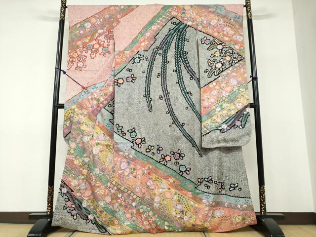 平和屋着物●豪華振袖　辻が花　金彩　正絹　逸品　DABF1351ud