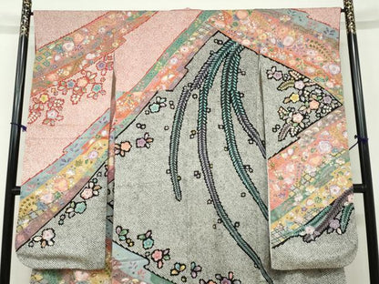 平和屋着物●豪華振袖　辻が花　金彩　正絹　逸品　DABF1351ud