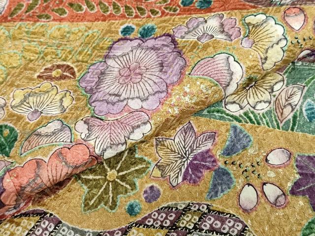 平和屋着物●豪華振袖　辻が花　金彩　正絹　逸品　DABF1351ud