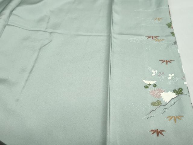 平和屋着物●訪問着　駒刺繍　御所車草花文　金彩　正絹　逸品　DABF1352ud