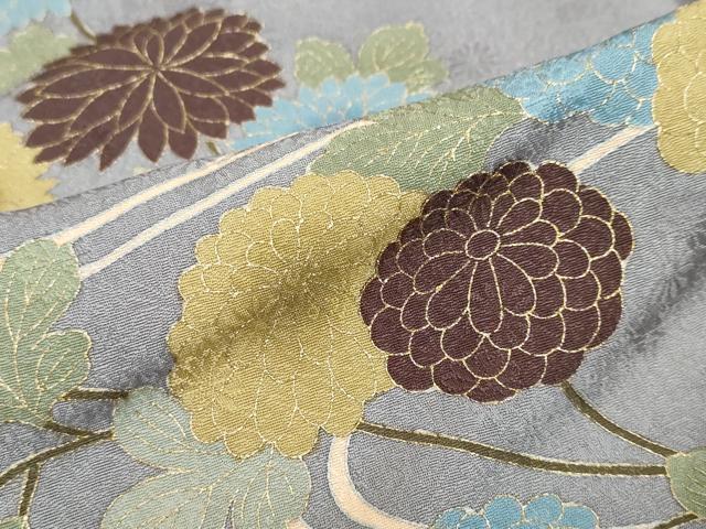 平和屋着物●ファッションデザイナー 花井幸子　色留袖　刺繍　流水渡橋草花文　金彩　正絹　逸品　DABF1353ud
