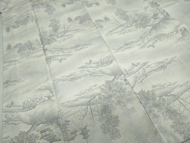 平和屋着物●本場大島紬　白大島　風景文　証紙付き　恵大島紬織物謹製　正絹　逸品　未使用　DABF1358ud